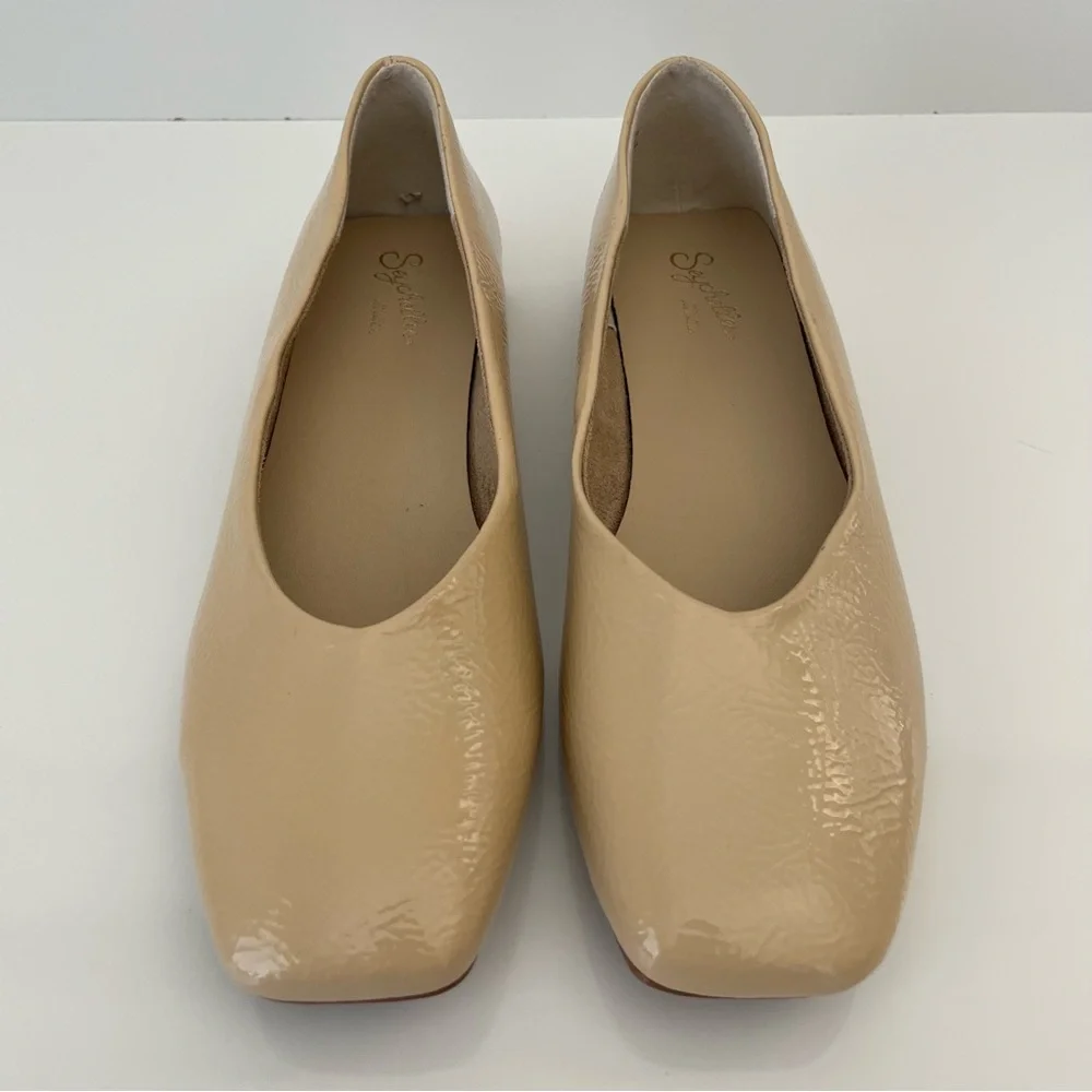 SEYCHELLES Penny V Square Toe Ballet Flat In Beige NEW - Picture 6 of 13
